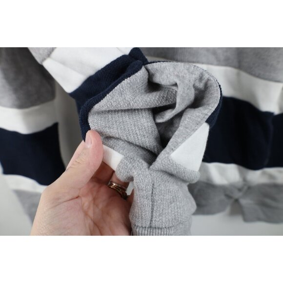 New Adidas Womens XL Spell Out Trefoil Striped Thermal Knit Half Zip Sweatshirt - Picture 10 of 16